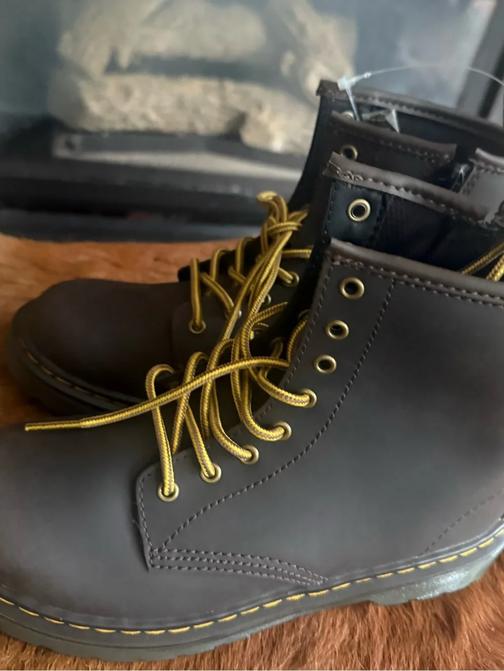 Dr. Martens Youth 1460 Wildhorse Leather Lace Up Boots Brown NWT Size 3